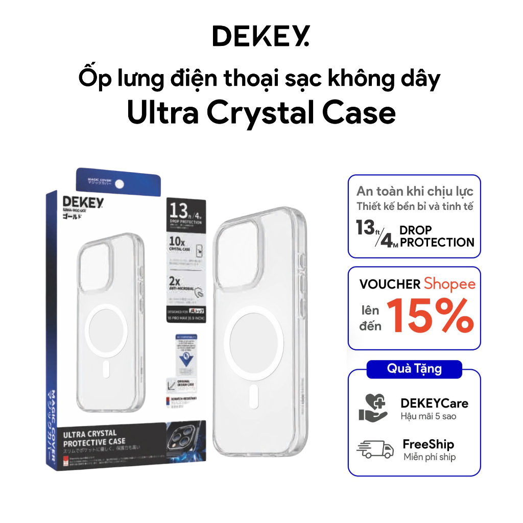 DEKEY Magic Cover Crystal Case ฝาครอบโปร่งใสรองรับการชาร์จไร้สาย