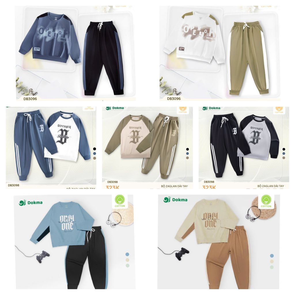 ชุดแขนยาวเด็กชาย Dokma ไซส์ใหญ่ 7-12Y DB3096, DB3097, DB3098