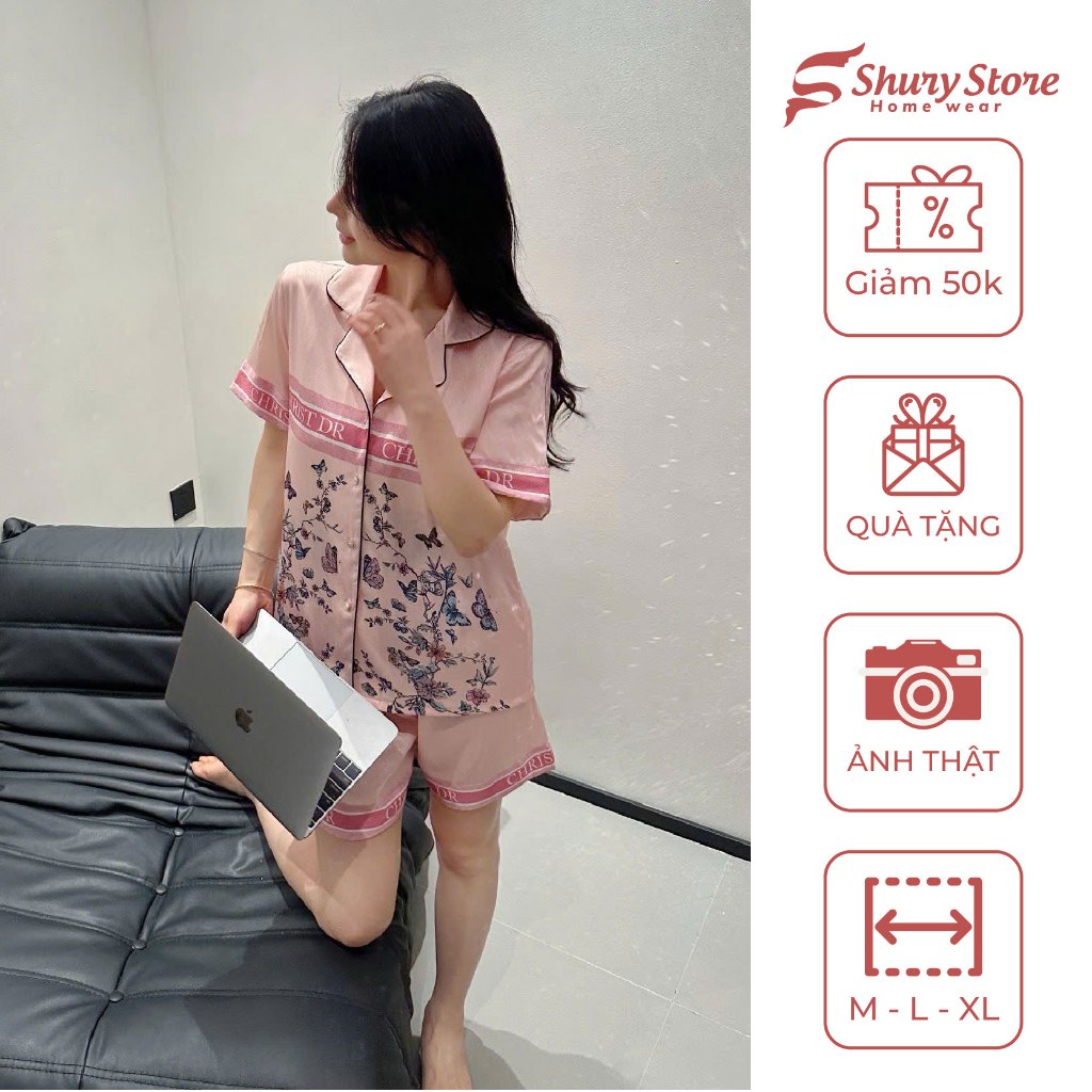 Shury Store Home Wear ชุดนอนผ้าไหมขูดผู้หญิง แขนสั้น ขาสั้น NT17 for Home Wear ไซส์ 45-75 กก