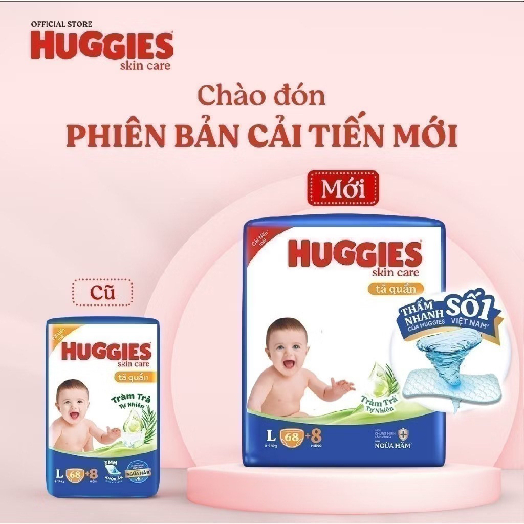 [ซื้อ 1 แถม 1 แพ็คฟรีของ WET TOWELS] Huggies Skincare Mega Jumbo Diaper Pants M106/L96+8/XL84+4 with