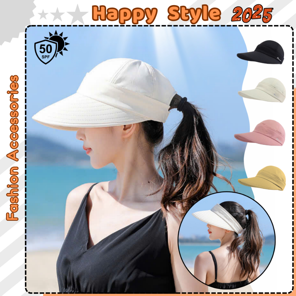 หมวกกันแดดปีกกว้าง 2 ใน 1 ออกแบบสามารถสวมเปิดด้านบนทําจากผ้าสีกากีเชื่อมคุณภาพสูง N270