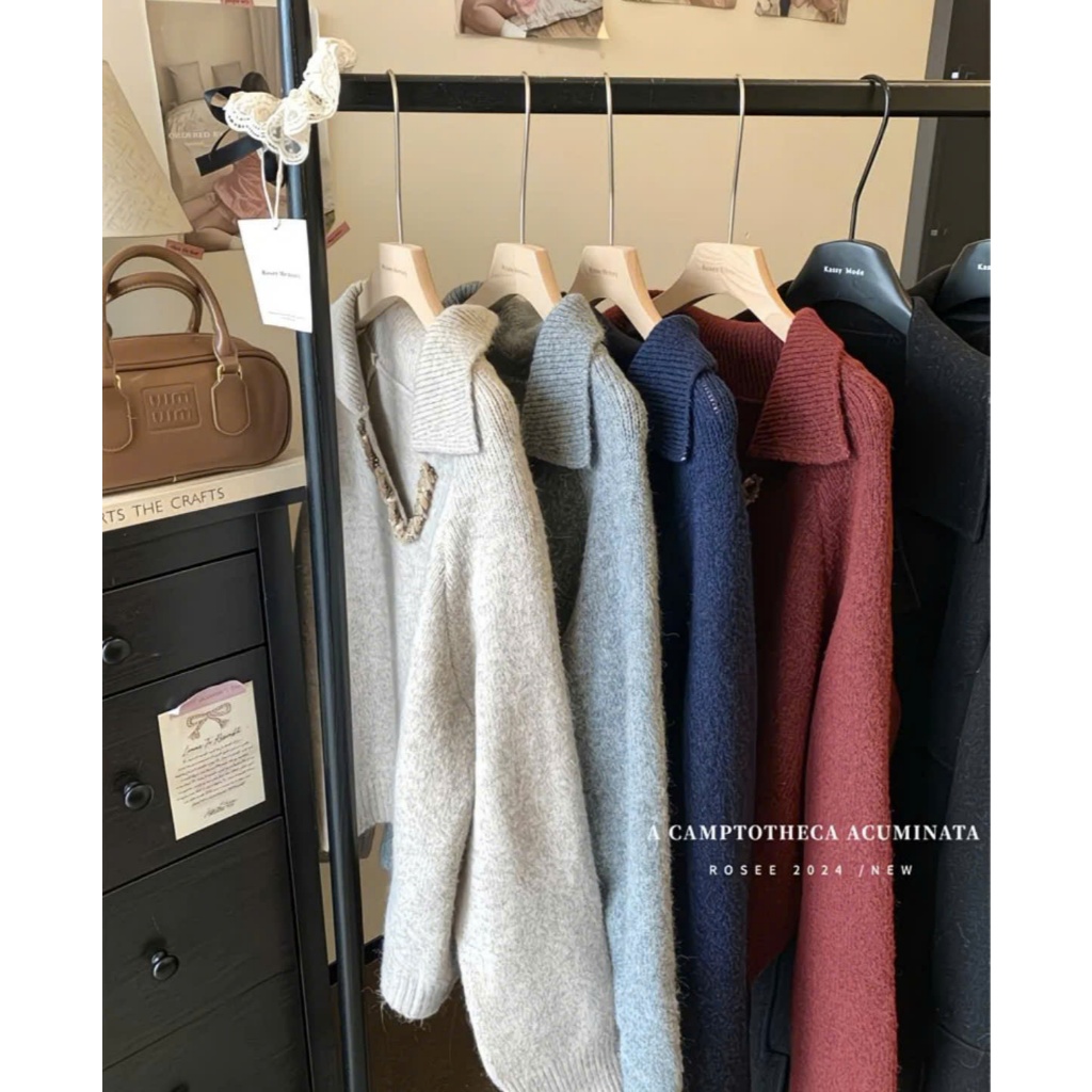 เสื้อสเวตเตอร์คอวีลายคอเฉพาะ QCCC-td127