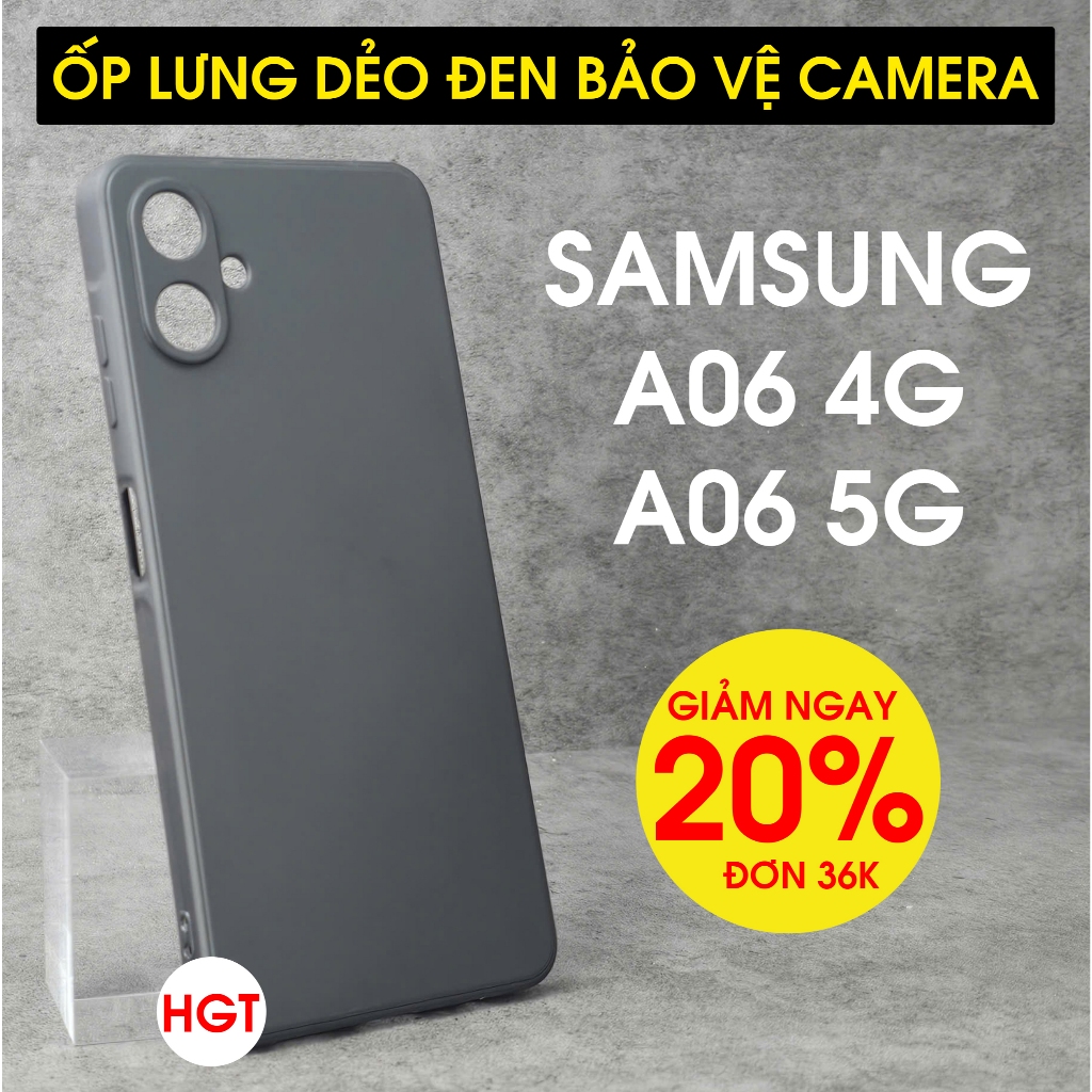 Samsung A06 4G - A06 5G Case สีดําและกระจกนิรภัย