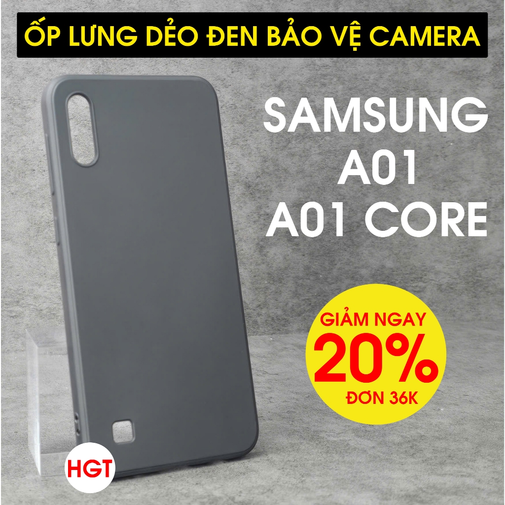 Samsung A01 - เคส A01 Core ฝาหลังแบบยืดหยุ่นสีดําระดับพรีเมียม