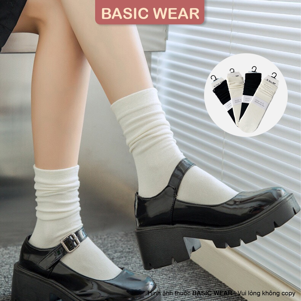 [ผลิตภัณฑ์พรีเมี่ยม] ถุงเท้าคอปกสูงสําหรับผู้หญิงสีทึบผ้าฝ้ายนุ่ม Chunky Collar แฟชั่นผู้หญิง TCC81