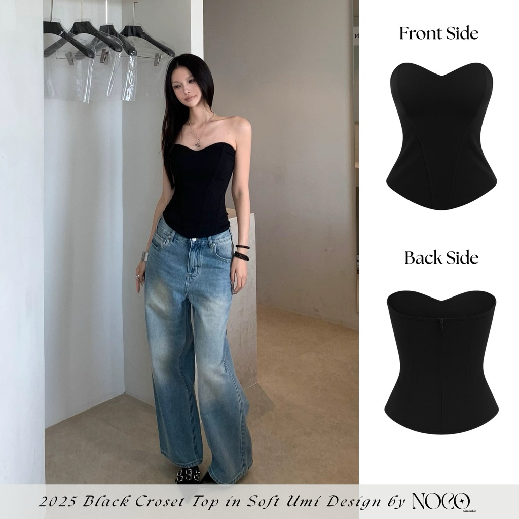 Umi Long Corset, Back Zipper Ball Gown by noco.label Waist Shaping Cup Bra (คลังสินค้าพร้อม, รูปถ่ายจริง)