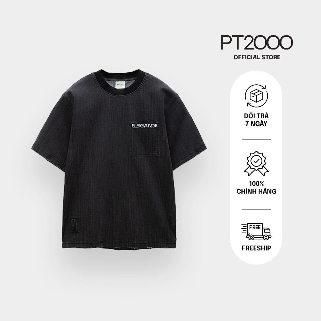 เสื้อยืดแขนสั้นมีกระเป๋า PT2000 ผ้าคอตตอนเท่ๆ ทรงหลวม อ่อนเยาว์ (APM-M14)