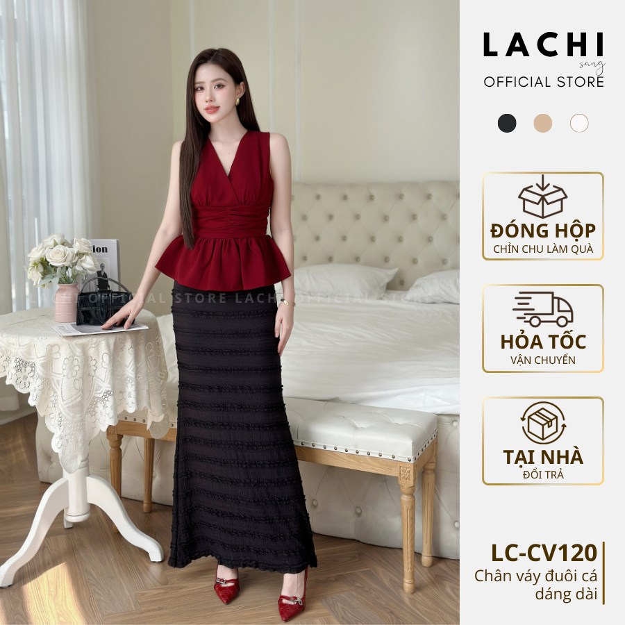 LACHI กระโปรงแม็กซี่ออฟฟิศหางปลายาว คอนซีลเลอร์เอวสูงสุดหรู LC-CV120