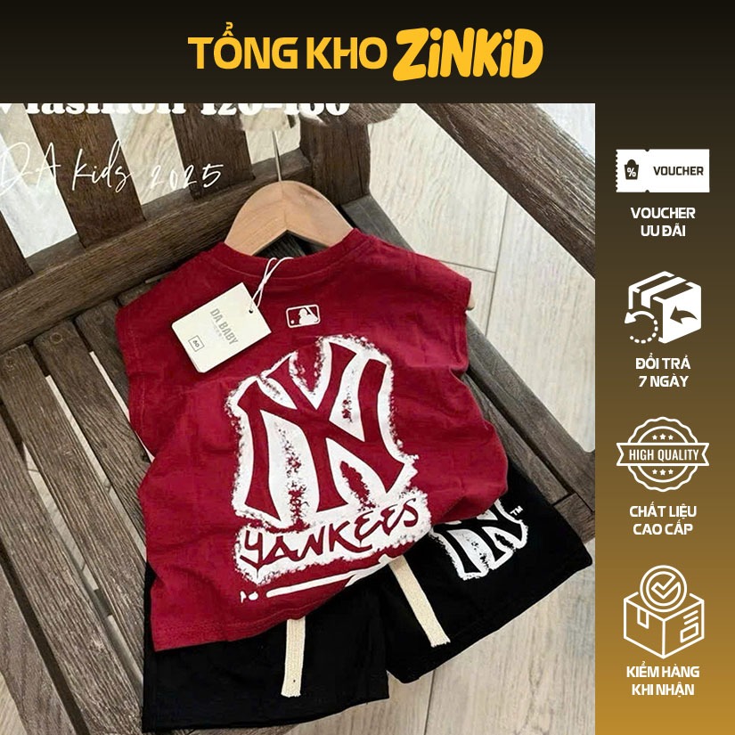 Sleeve baby boy clothes ชุดผ้าฝ้ายยืด 4c พิมพ์ลาย NY และ EDGE สําหรับเด็กทารกตั้งแต่ 10-63kg ZINKID 