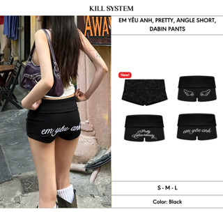 [รุ่นใหม่] กางเกงขาสั้นเอวต่ําพับหุ่นของคุณ I LOVE YOU, PRET…