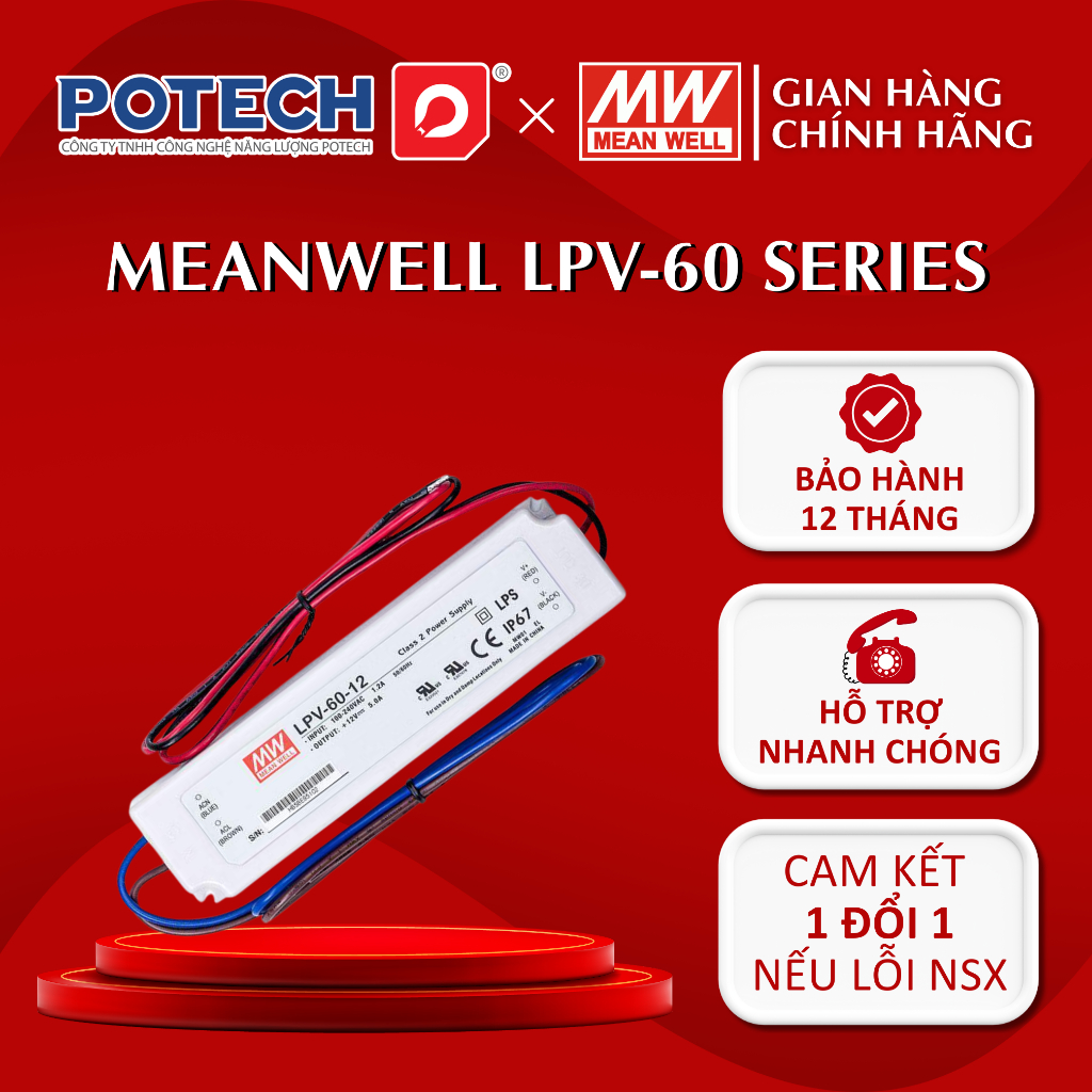 MEANWELL แหล่ง LED LPV-60-12, LPV-60-24, LPV-60-36, แหล่งพลังงาน Meanwell ความจุ 60W, แหล่งกําเนิดแส