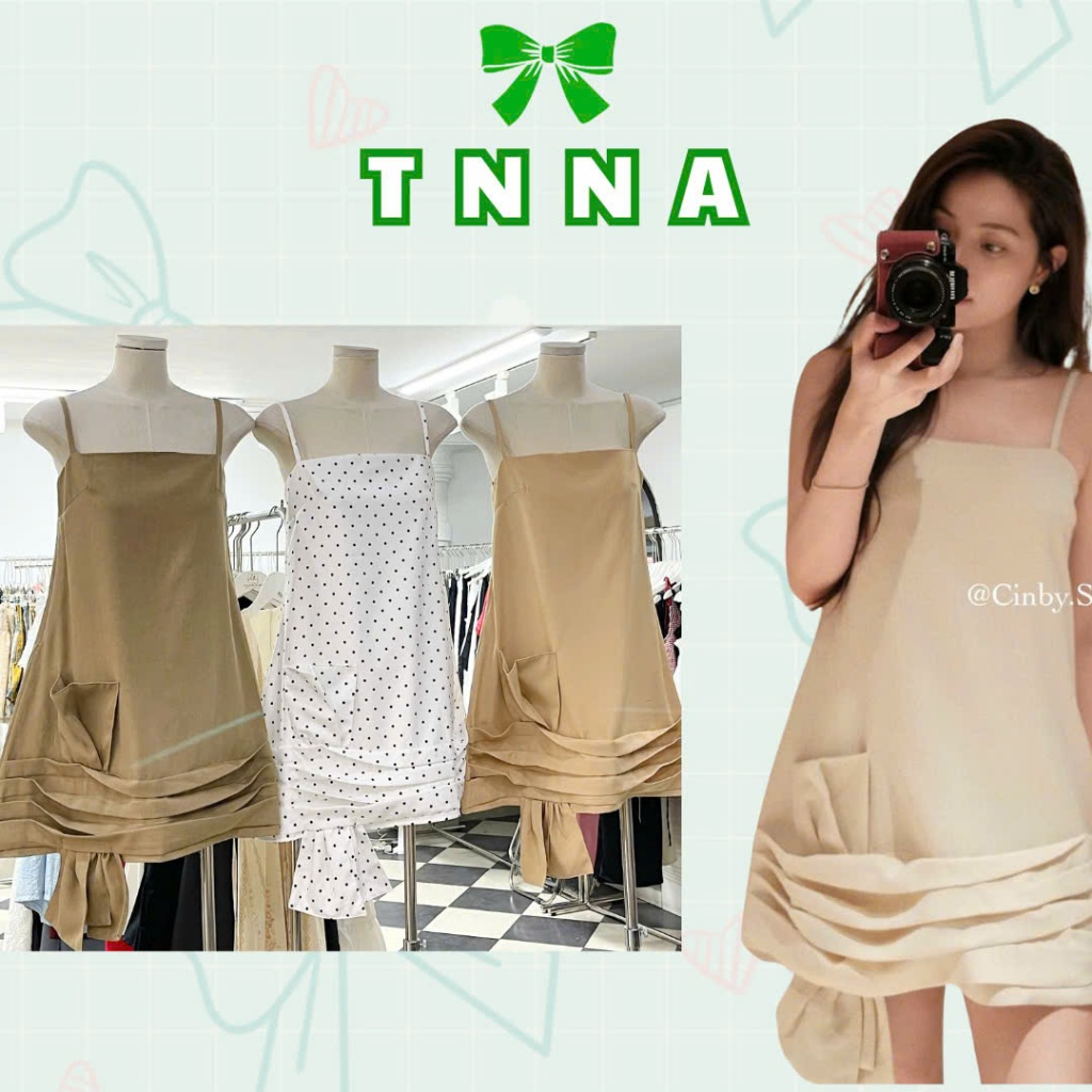 TNA_ เดรส 2 สายผ้าคอตตอนทรงเอติดโบว์ใหญ่ - เดรสผู้หญิง ออกงาน เดินไปรอบๆ