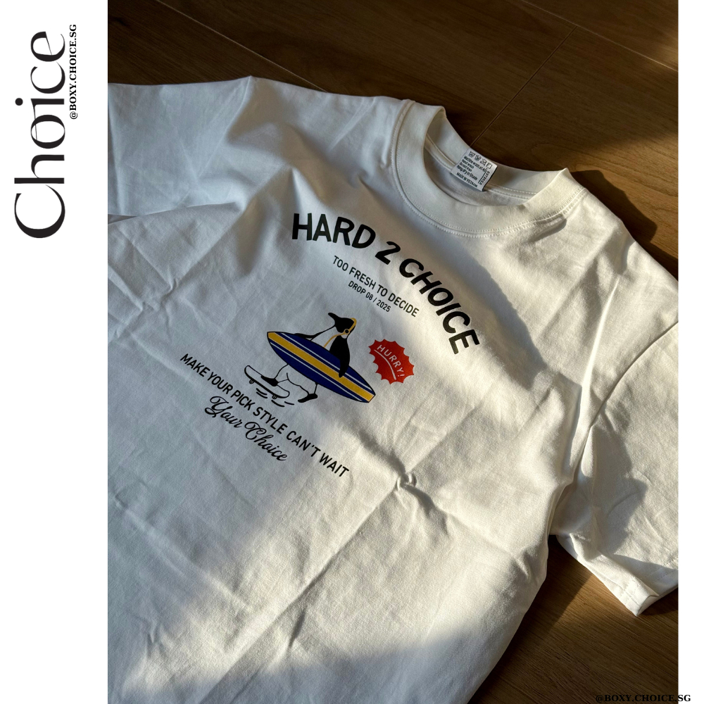 [ BOXY FORM ] เสื้อยืด BOXY DTG Print + ผ้าไหมนูนพิมพ์รอบคอ 100% Cotton "PENGU-Top "