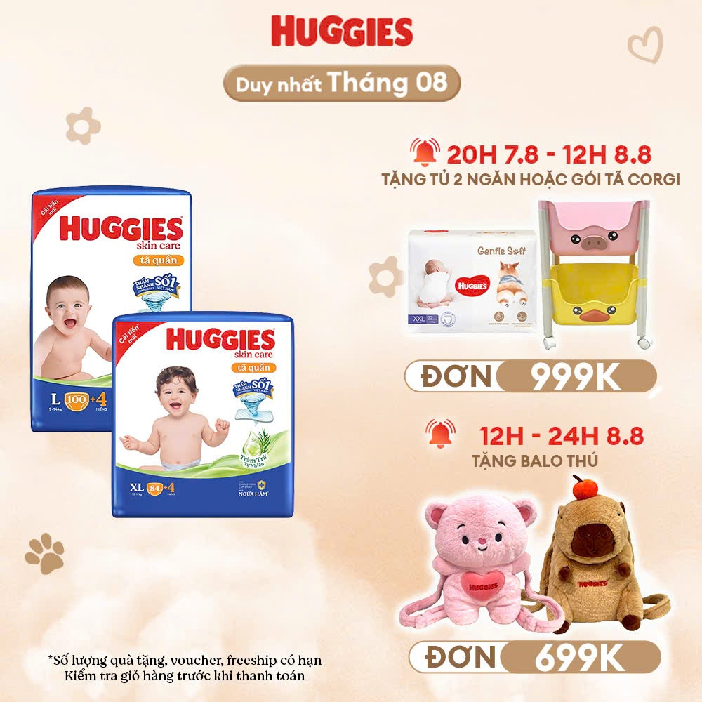 Huggies Skincare Mega Jumbo tea tree กางเกงผ้าอ้อม M102+4/L100+4/XL84+4/XXL76+4 hoalinh-homeshop