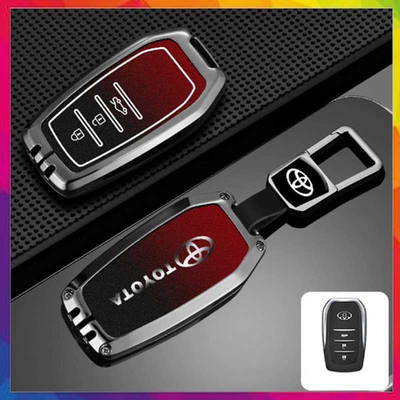 เคสกุญแจสําหรับ Toyota Fortuner, Prado, Hilux, Innova Cross,Land Cruzizer Omber Red Grey Alloy Model