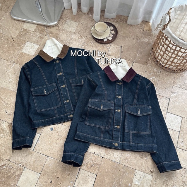 เสื้อแจ็คเก็ตยีนส์พร้อมกล่องคอผสมสี QCL1 MS32100