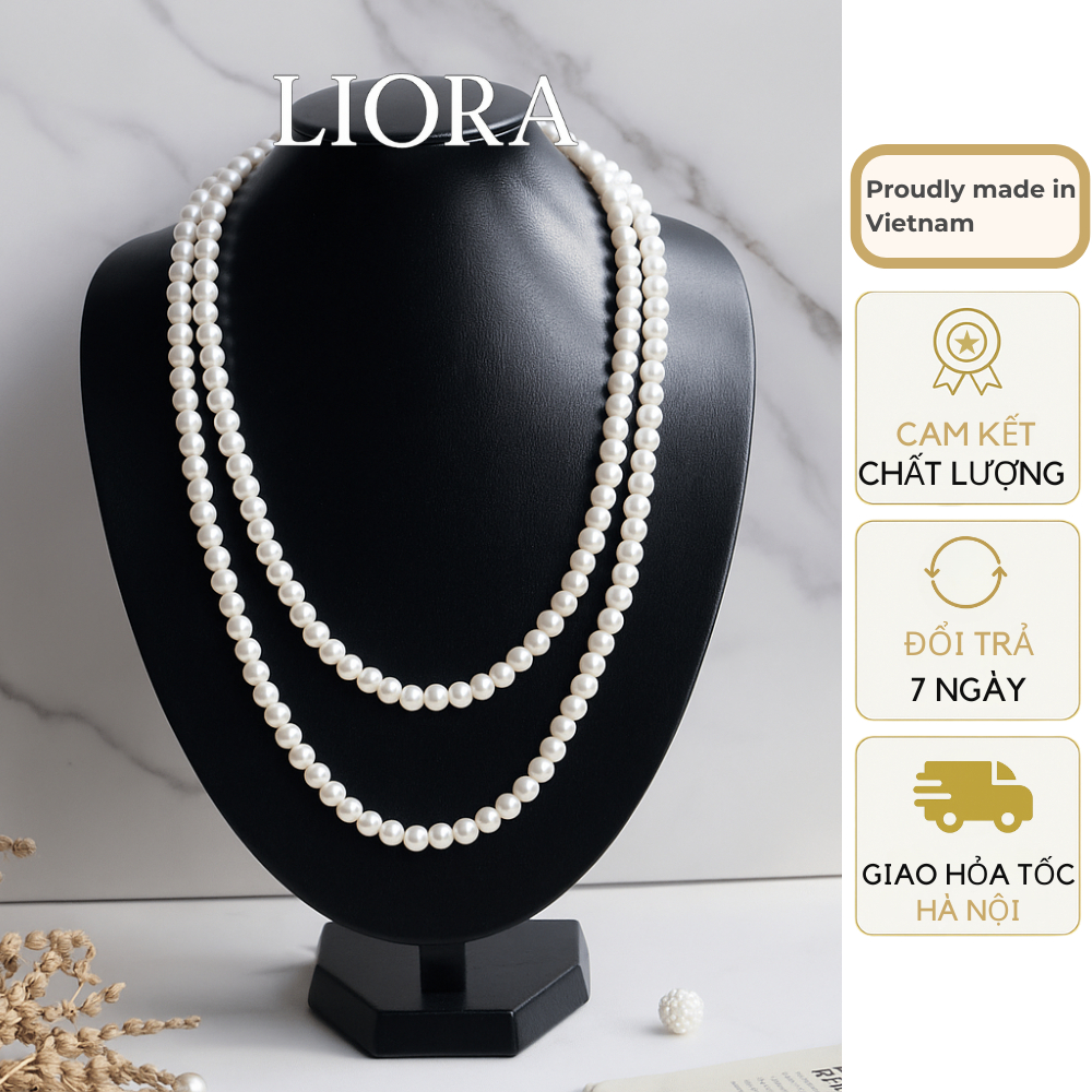 สร้อยคอมุกเทียมแบบห่อยาว 2-3 ชั้นระดับไฮเอนด์สําหรับผู้หญิงที่มี ao dai, Ba Ba ao dai, เครื่องแต่งกา