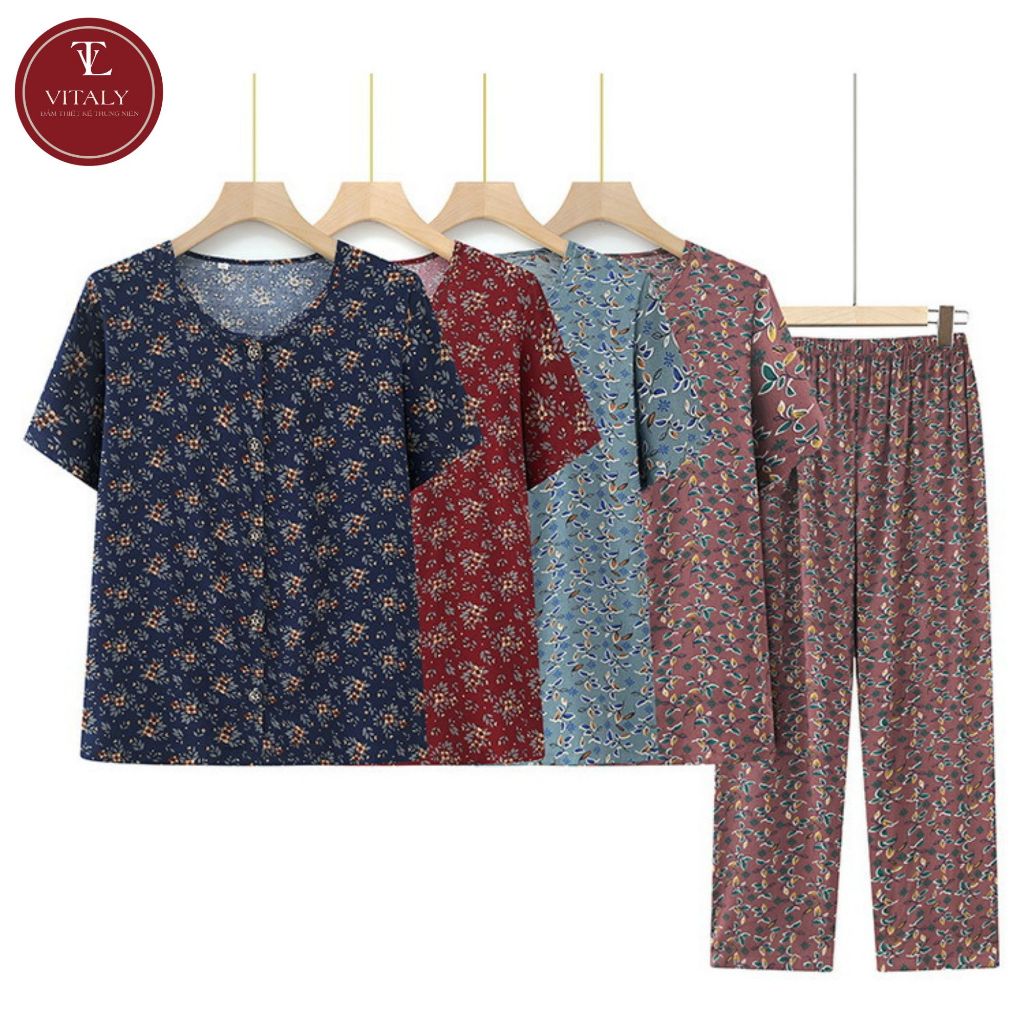 Vitaly คุณภาพสูงกลางอายุชุดสําหรับแม่และยายชุดผ้าไหมเกาหลีที่สวยงามและหรูหราชุดสําหรับสวมใส่ในบ้าน B