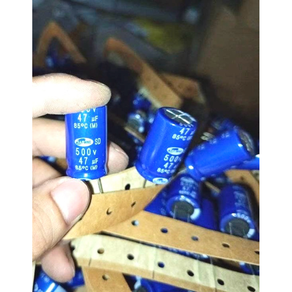 [ 5 ชิ้น ] คาปาซิเตอร์ 47UF 500V 47UF 500V47UF 47UF500V 47uf 400v samhwa 18x31.5mm