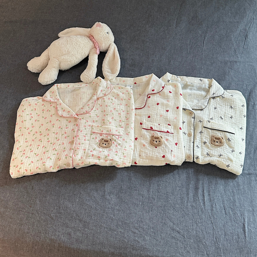 (MUSLIN PREMIUM FABRIC) SHORT WIDE FORM SUMMER BEDDING SET IN COOL FABRIC - HELEN - 8198 - JEMCLOSET