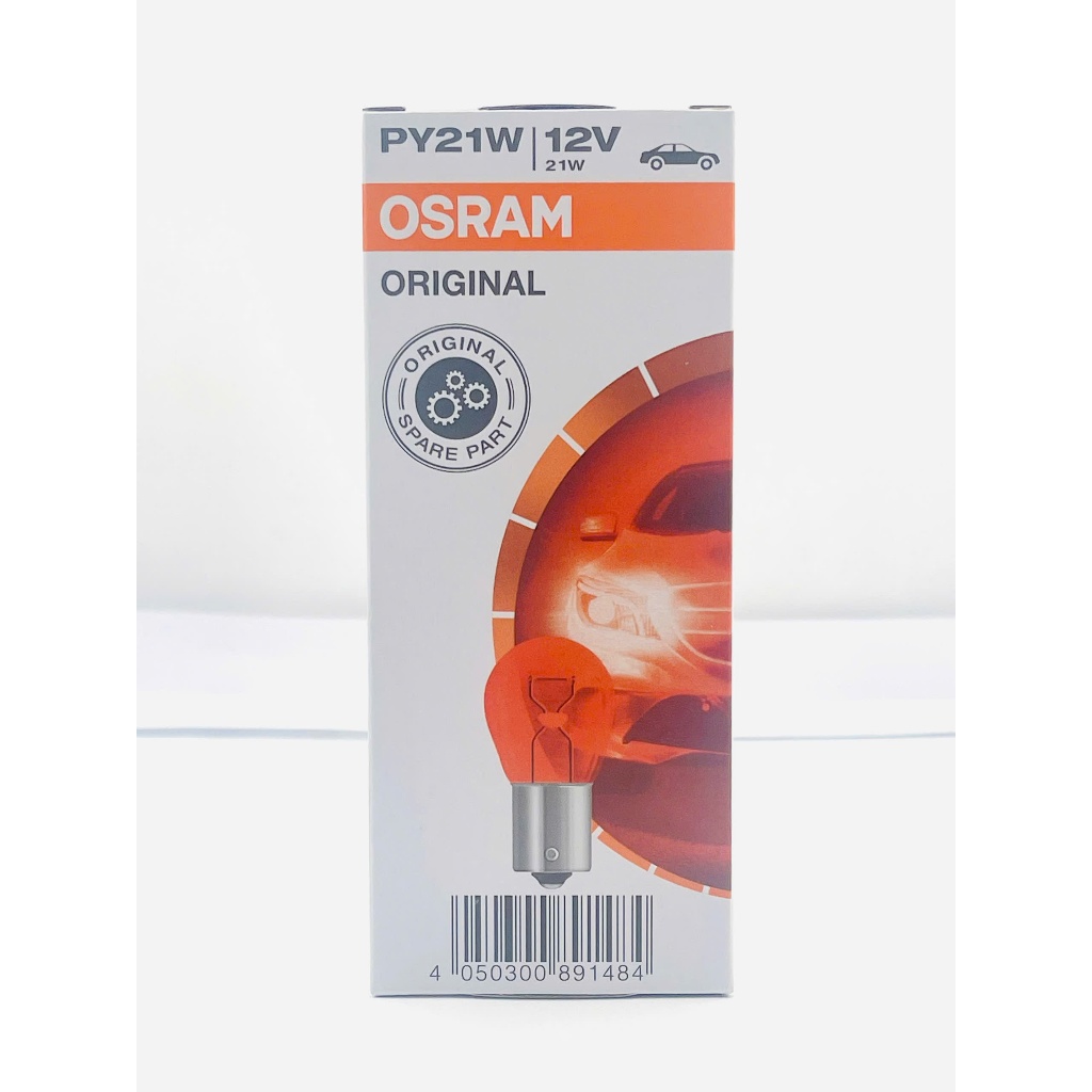 OSRAM PY21W 12V BAU15S 1-HEART หลอดไฟไฟเลี้ยว (ขาจม) 12V 21W – GERMANY ของแท้