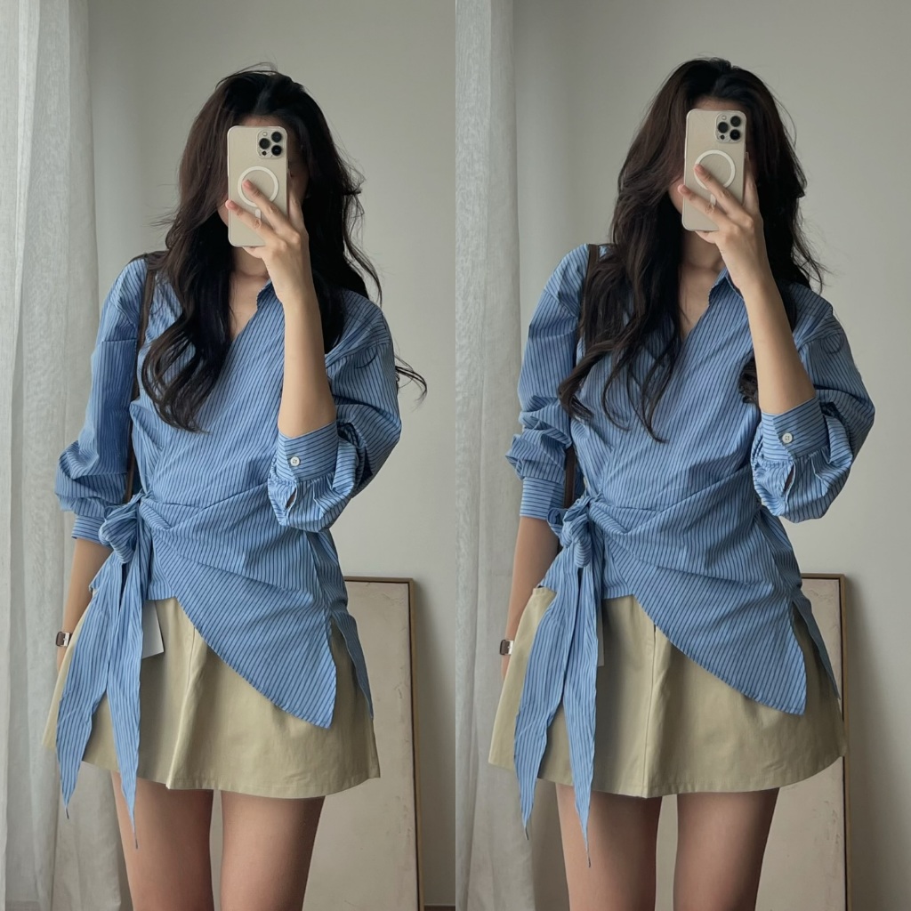 CV975 Audrey กระโปรงพองสีกากี