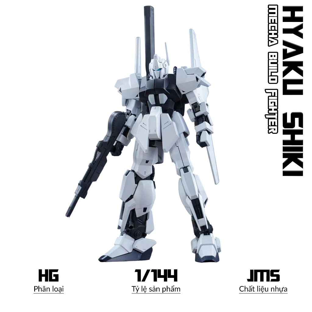 HG Hyaku Shiki Custom White Model, 1/144 Mecha, Plastic Assembly Toy