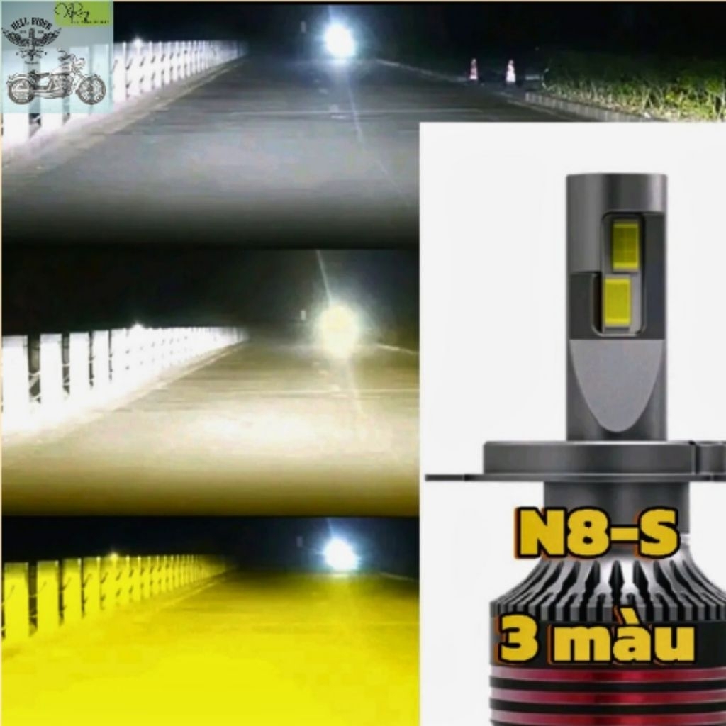 N8s led ไฟหน้า - สีเหลือง 3 สี เหลืองแดดจัด พร้อมหมุดเต็ม H4, H7, H11, 9005,9006 ติดตั้งไฟหน้ารถและไ