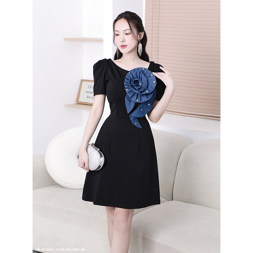 MYDU SHOP - MS 2692 JEAN FLOWER DRESS - SUMMER ESSENCE, SWEET AND STYLISH
