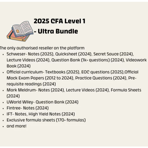 2026 CFA ระดับ 1 Ultra Bundle- Schweser, Mark Melrum, IFT, UWorld Wiley, หนังสือเรียนอย่างเป็นทางการ, กระดาษสอบจําลองอย่างเป็นทางการ