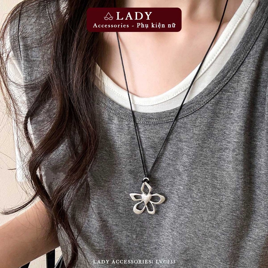 สร้อยคอดอกไม้น่ารักสําหรับผู้หญิง สร้อยคอแบบปรับได้ยาว Lady Accesories LVC233