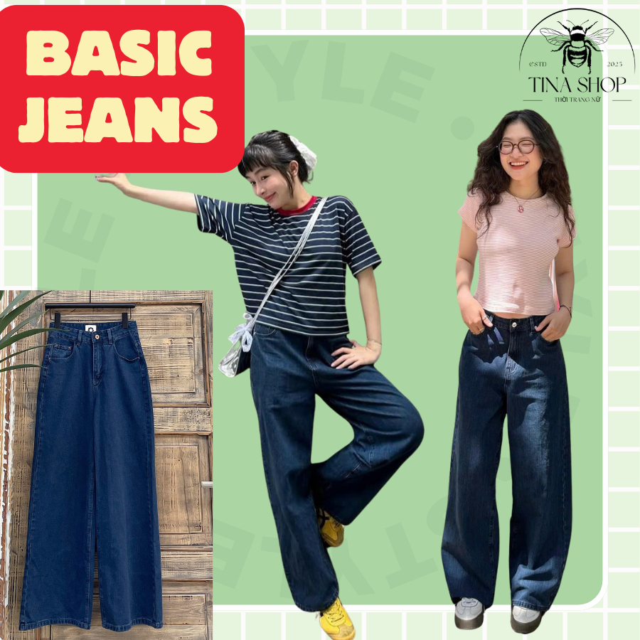BASIC TRENDY WIDE-LET JEANS - TINA SHOP - BASIC JEAN