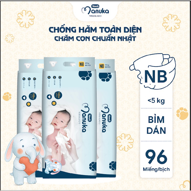 ผ้าอ้อม Manuka นุ่ม บาง พอดีทุกขนาดตั้งแต่ NB96/SD88/MD80/MQ72/LQ68/XL66/2XL60/3XL52 สําหรับเด็กทารก