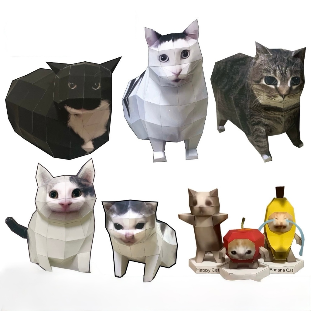 Papercraft Cat IA/ Maxwell/Huh?/แอปเปิ้ล/กล้วย/แฮปปี้/แมวเยอรมัน/แมวสุภาพ