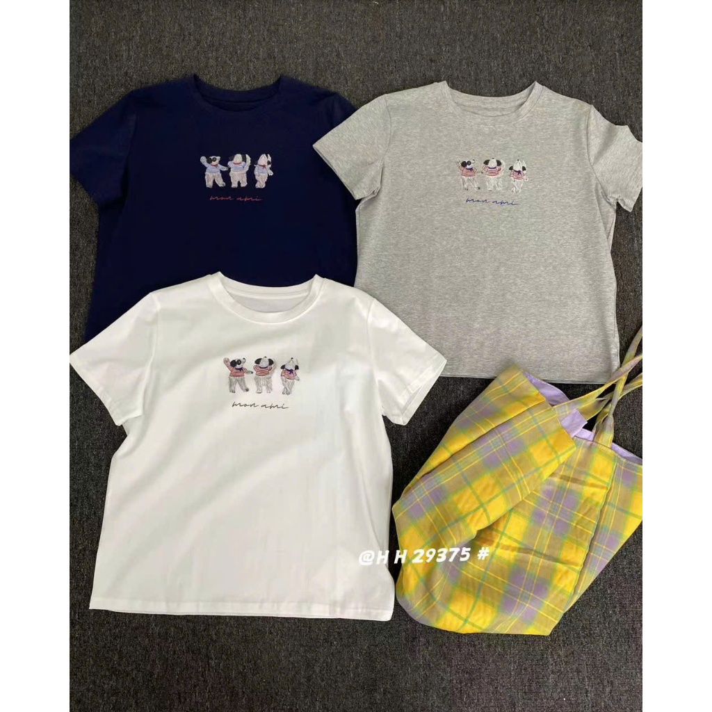 HH เสื้อยืดขนาดกลางพิมพ์ลายแพนด้า 3 ตัว MON AMI XONXEN SHOP รหัส 29375