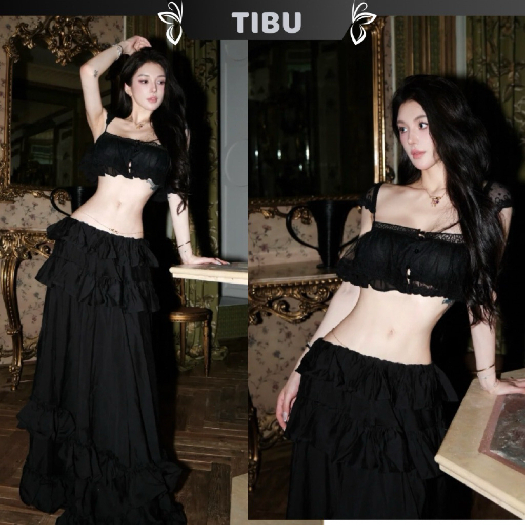 นางฟ้าหางโครเชต์ด้านบนชุดกับกระโปรงบานยาว ทิบู ชุดชุดของผู้หญิงหรูหราสําหรับออกไปและพรรคที่จะเลี้ยงรูป ข562