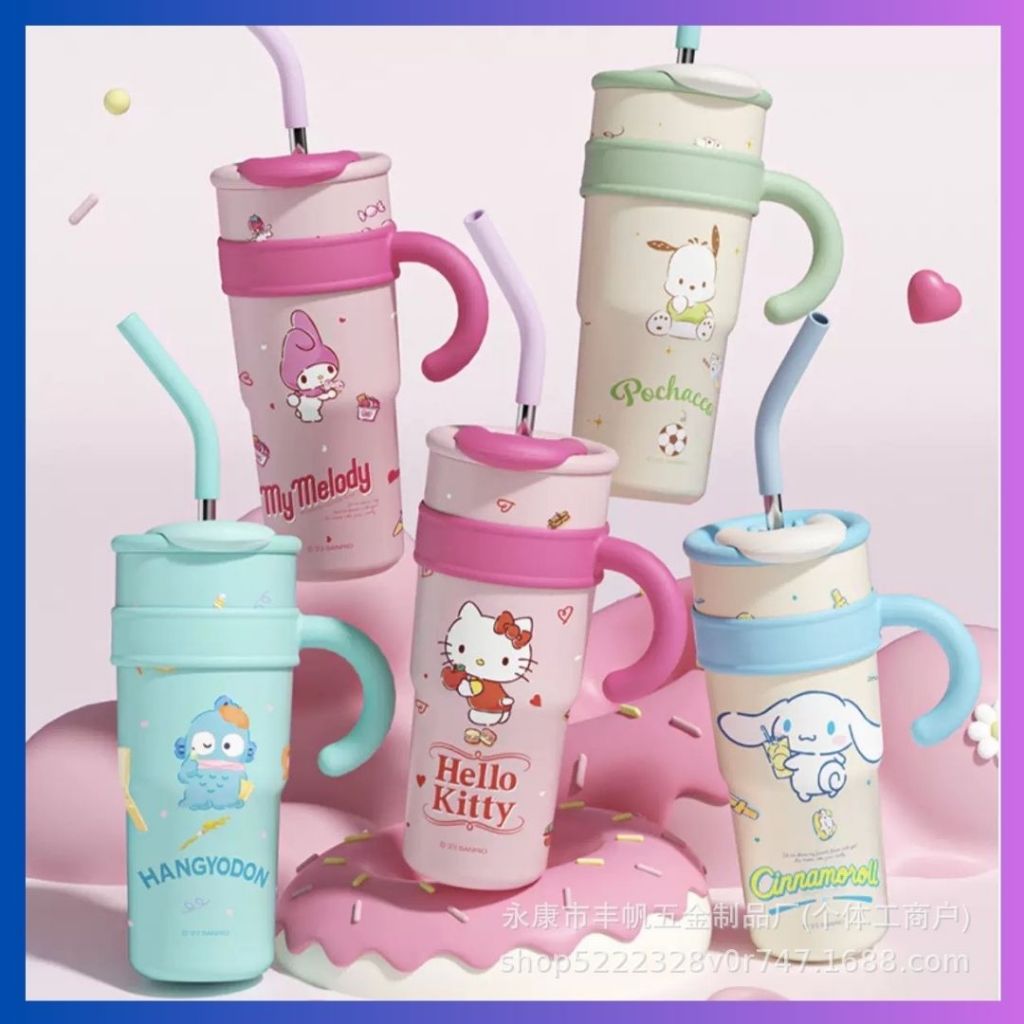 CH Nghe พัท Ly กระติกน้ําร้อนลายการ์ตูนน่ารัก สแตนเลส 316 ความจุ 1200ml พร้อมที่จับและหลอดเก็บความร้