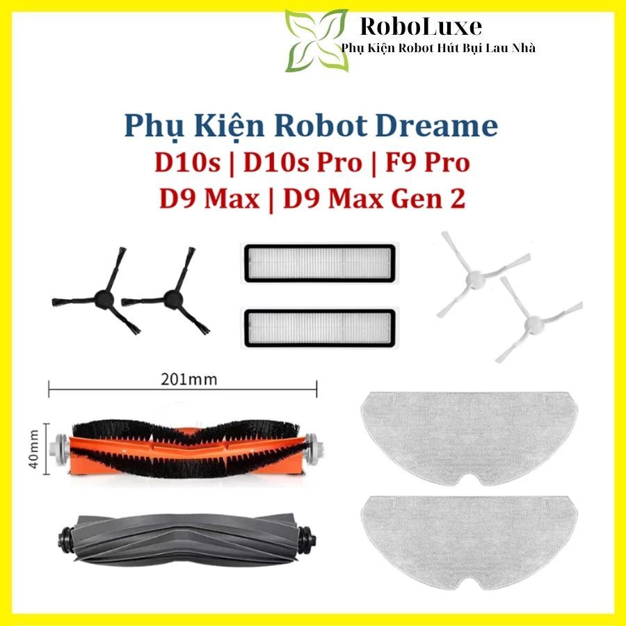 Dreame D10s / D10s Pro / F9 Pro / D9 Max / D9 Max Gen 2 อุปกรณ์เสริมหุ่นยนต์ | แปรงหลัก-แปรงด้านข้าง