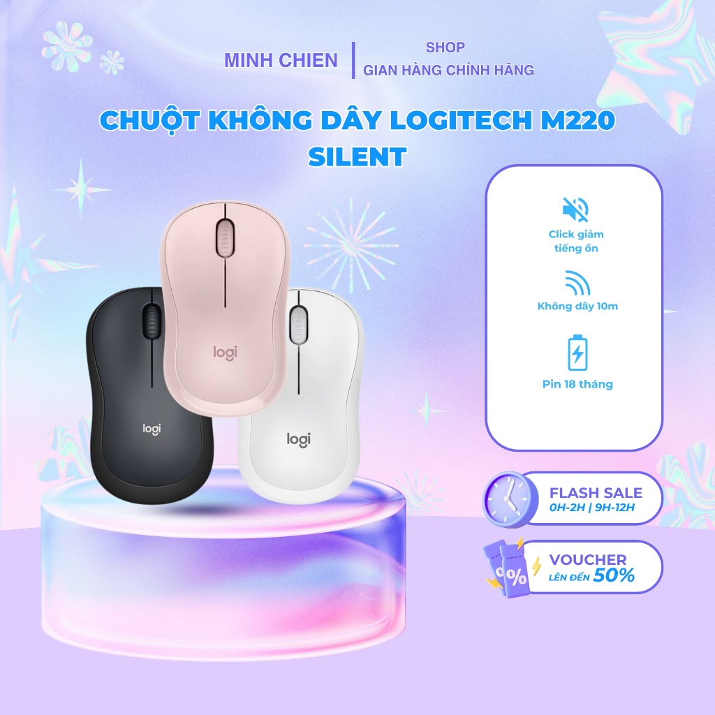 เมาส์ไร้สาย Logitech M220 Silent - ลดเสียงรบกวน USB แบตเตอรี่ 1.5 ปี เหมาะสําหรับ PC/Laptop