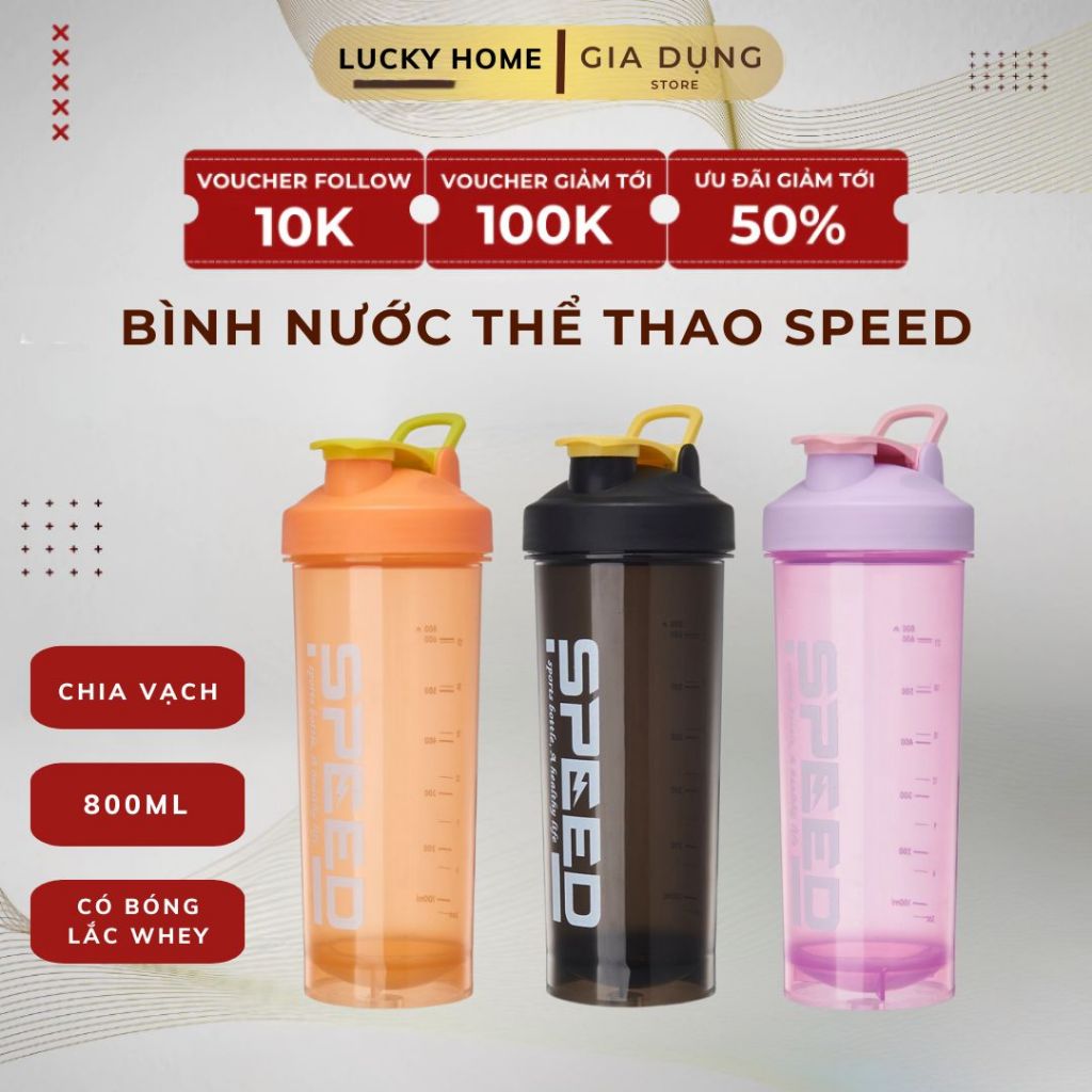 คุณภาพสูง ขวดน้ํากีฬาพลาสติกสําเร็จการศึกษา 800ML, SPEED เวย์ Shaker ขวดพลาสติก - BN015
