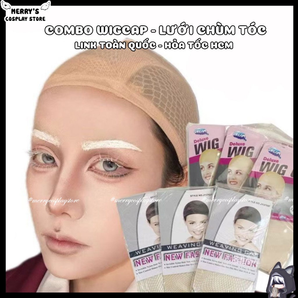 [HCMC EXPRESS] Combo of 10 Wigcaps Mesh Wiccaps Smooth Elastic Hair Support Wearing คอสเพลย์วิกผม