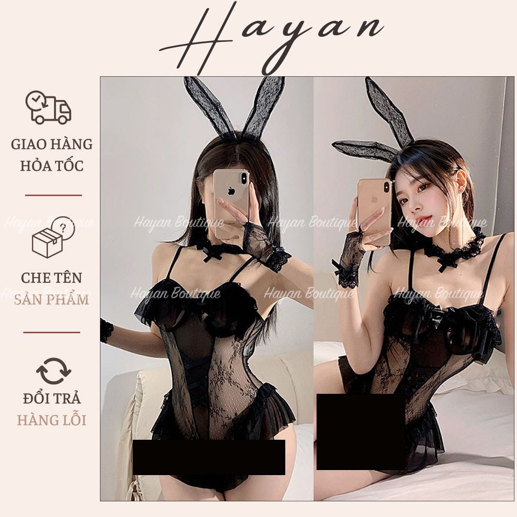CP48 Ruffled Lace Rabbit Jumpsuit ชุดคอสเพลย์ v1 พร้อม bunny mane เซ็กซี่ CP48