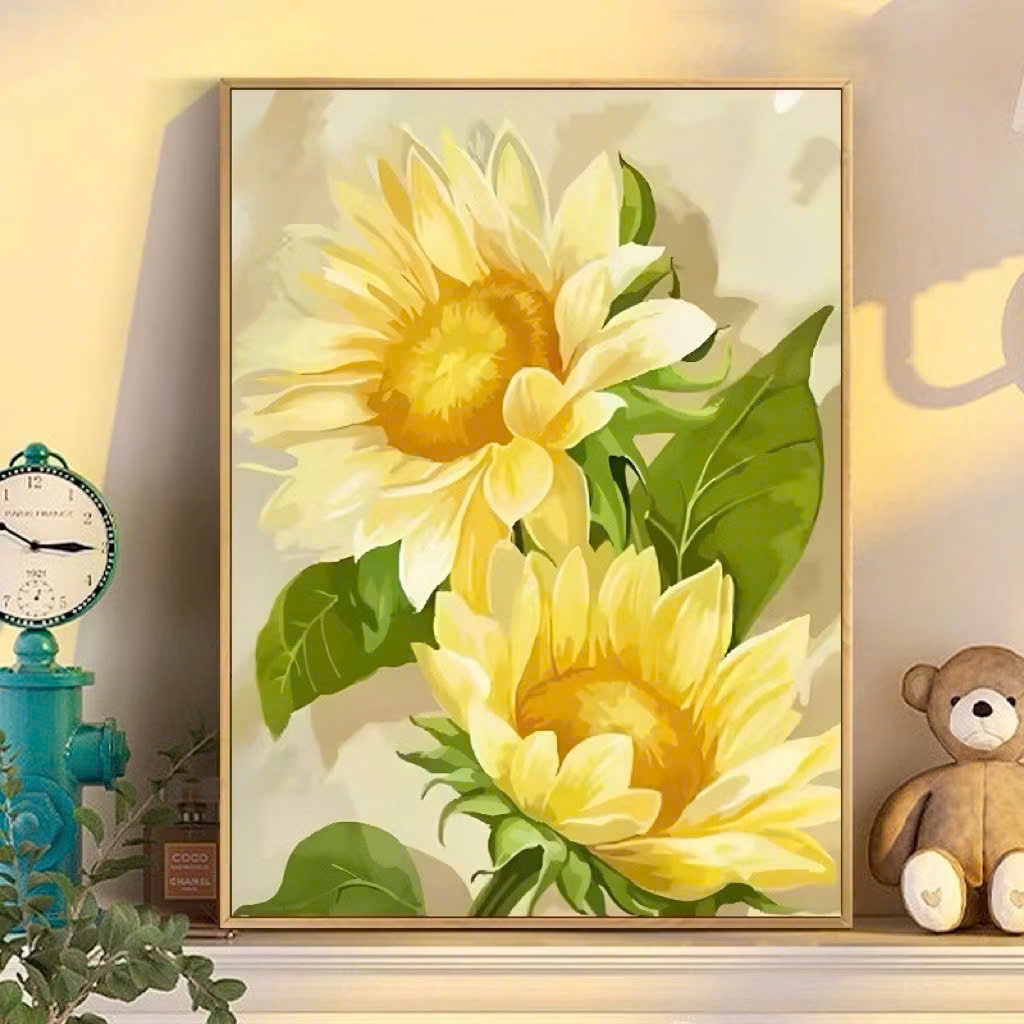 ภาพวาดปักครอสติชดอกทานตะวัน < HH0970, MN0374 (50x68) cm) > ยังไม่ปัก