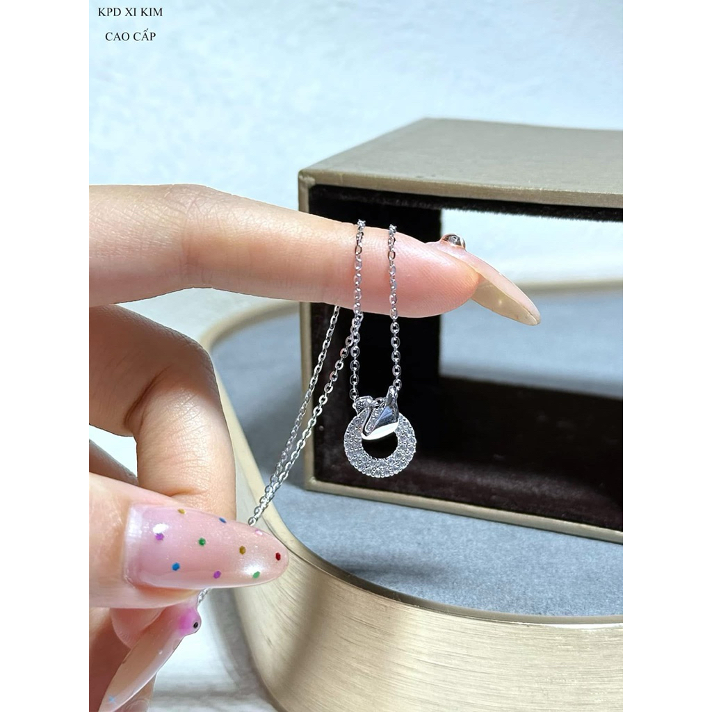 (WIN SILVER) BW258 สร้อยคอเงินหงส์คุณภาพสูงบนวงกลมเพชรคุณภาพสูง