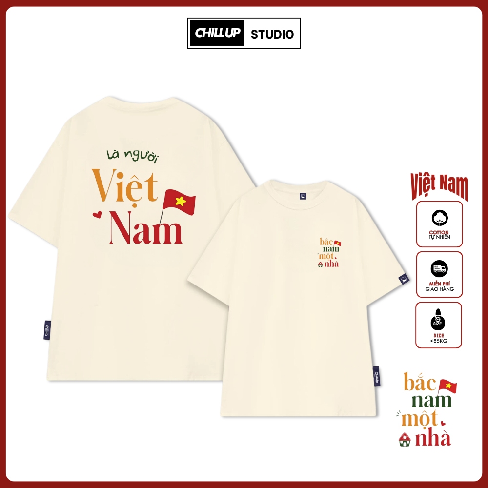 เสื้อยืดทรงหลวม Unisex พิมพ์ลายเวียดนาม โดย CHILLUP STUDIO - TC54 Oversize สําหรับผู้ชายและผู้หญิง