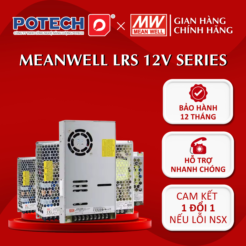 แหล่งจ่ายไฟ MEANWELL 12V, LRS-35-12, LRS-50-12, LRS-75-12, LRS-100-12, LRS-150-12, LRS-200-12, LRS-3