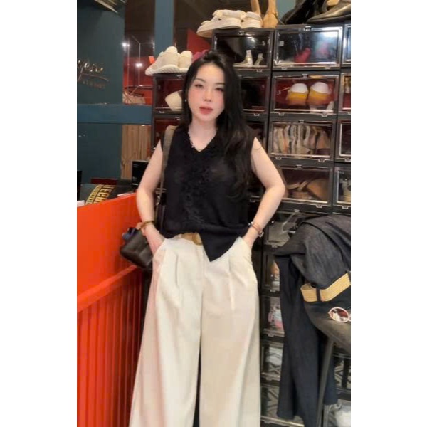 S53 กางเกงทรงตรงเชื่อมพร้อมเข็มขัด