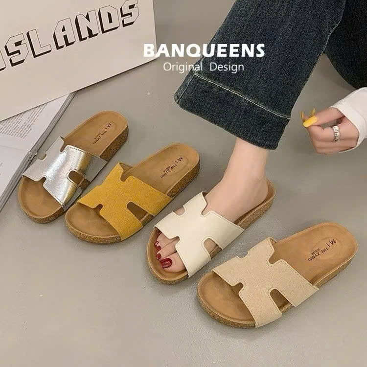 WOMENS H-SHAPED SLIPPERS WITH FLAT SOLES 1688-10 FULBOX