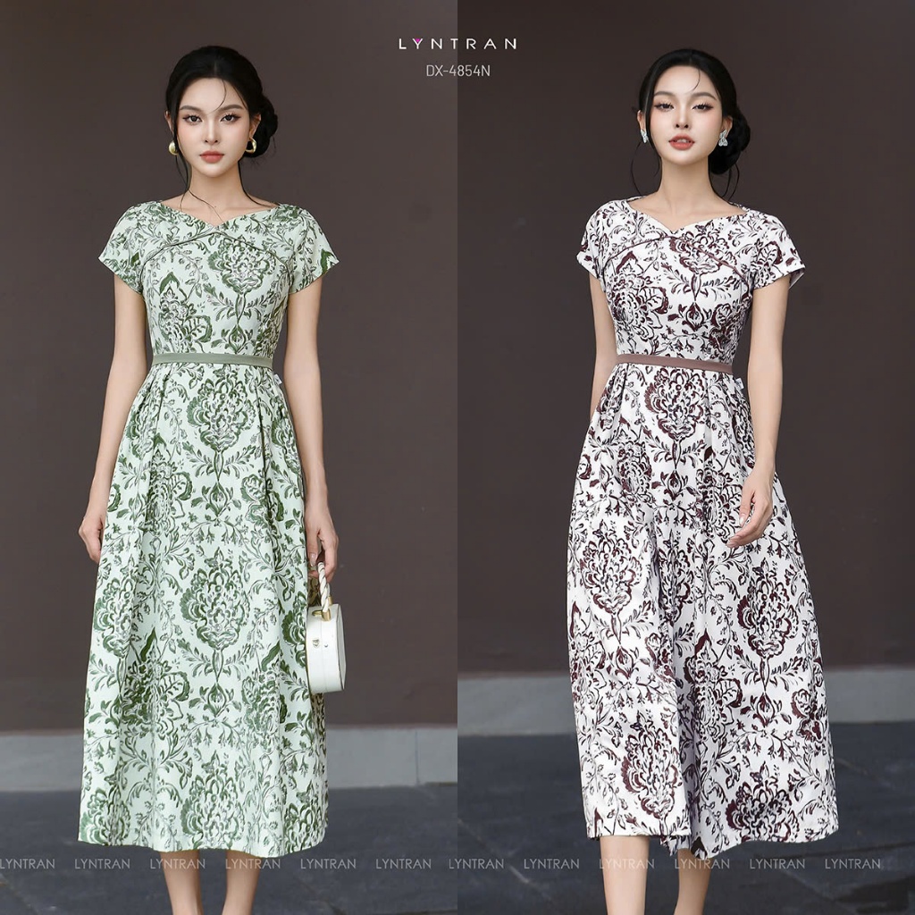 LYN TRAN - DX-4854N - คุณภาพญี่ปุ่น ยาว 115 ซม. ตัวล่าง 2 ชั้น - Size S,M,L,XL - ชุดสตรี