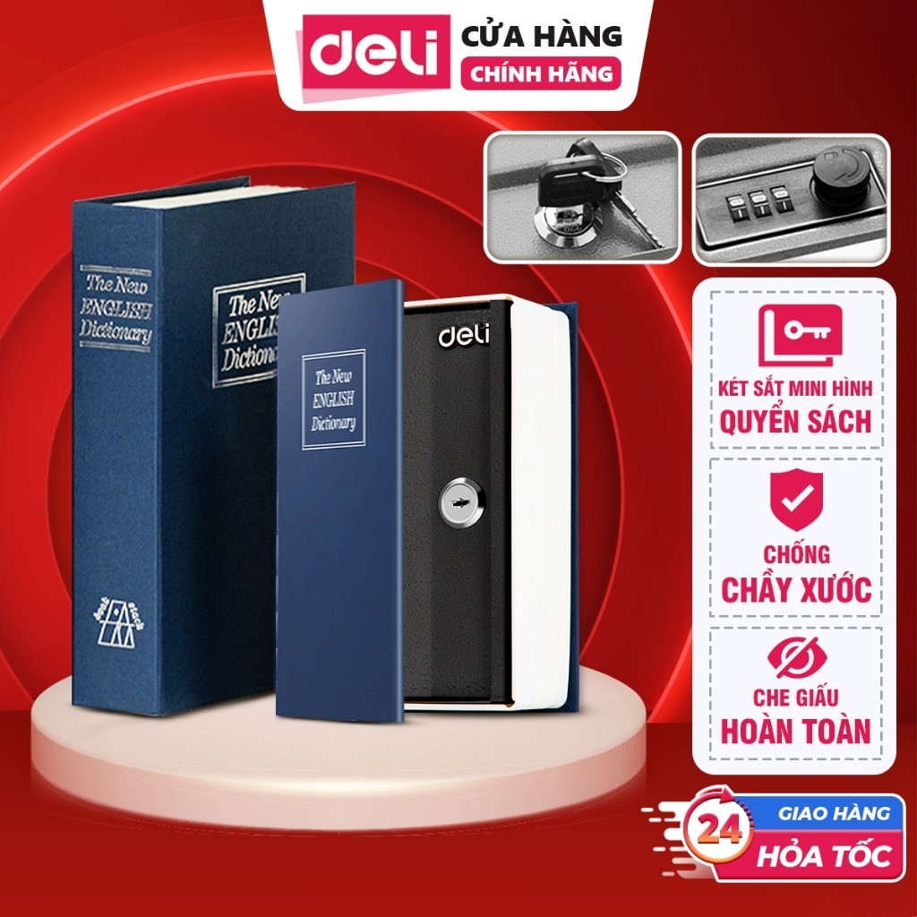 Deli Book-Type Money Box Mini Safe Protect Asset Documents Safely and Security สําหรับครอบครัว